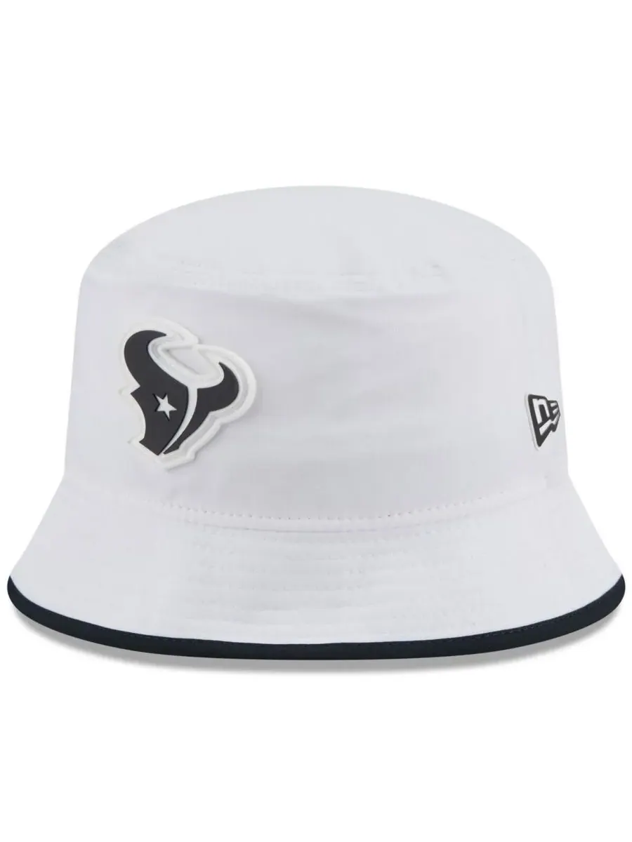 New Era Мужская белая панама Houston Texans 2025 NFL Training Camp Stretch Bucket