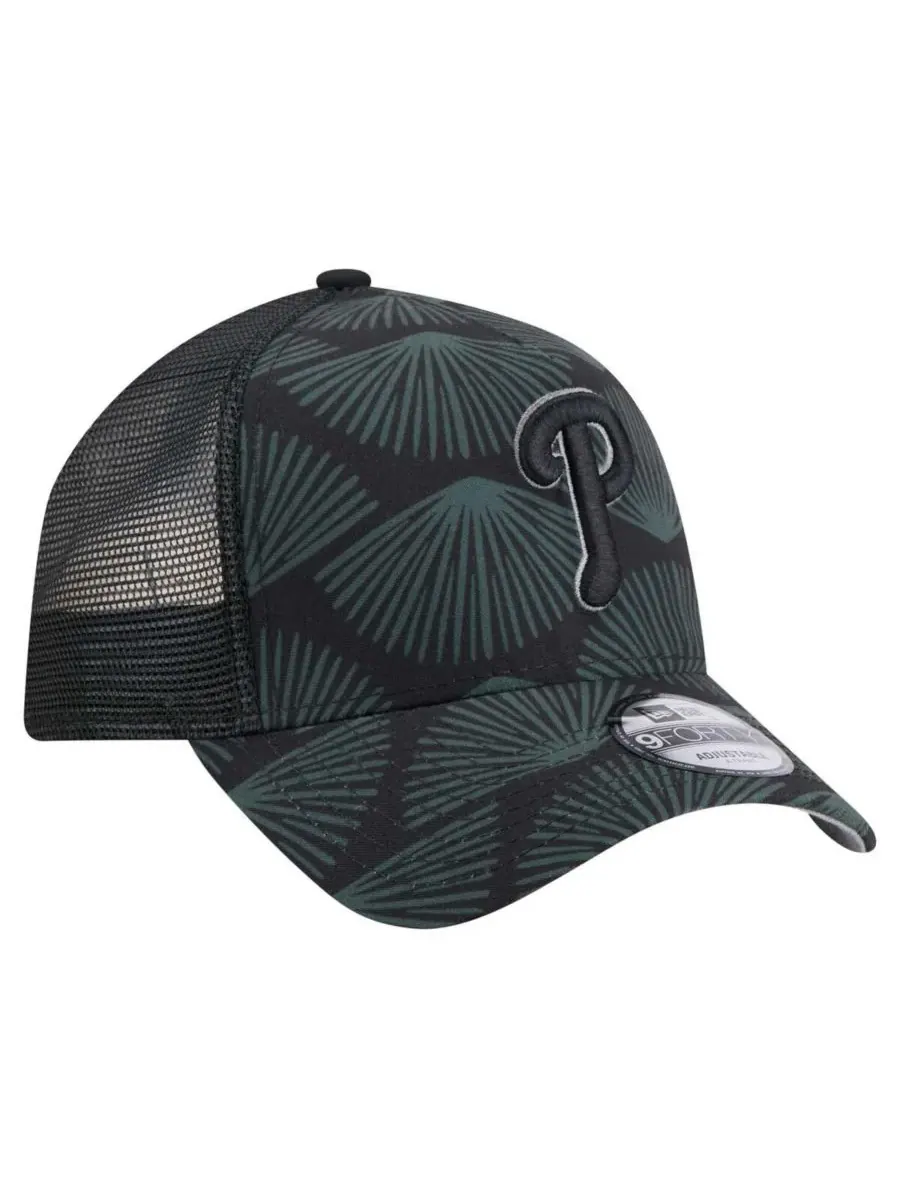 New Era Мужская черная регулируемая кепка-тракер Philadelphia Phillies 9FORTY A-Frame — изображение 4 из 5, черный