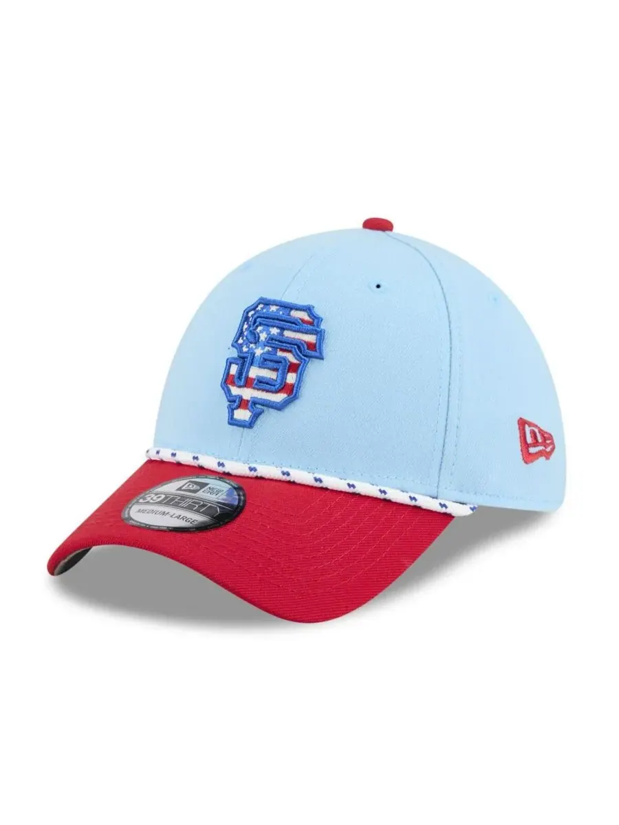New Era Мужская светло-голубая/красная кепка San Francisco Giants 2025 Fourth of July 39THIRTY Flex