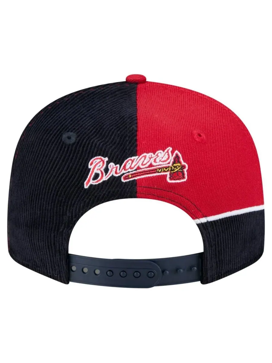 New Era Мужская кепка-бейсболка Atlanta Braves в стиле ретро из вельвета с разрезом — изображение 4 из 5, темно-синий красный