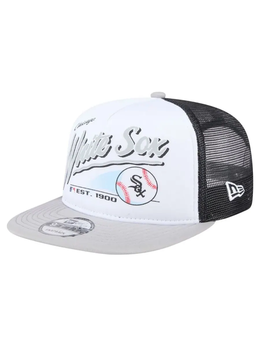 New Era Мужская белая/серая кепка-тракер Chicago White Sox в стиле ретро с надписью 9FIFTY и