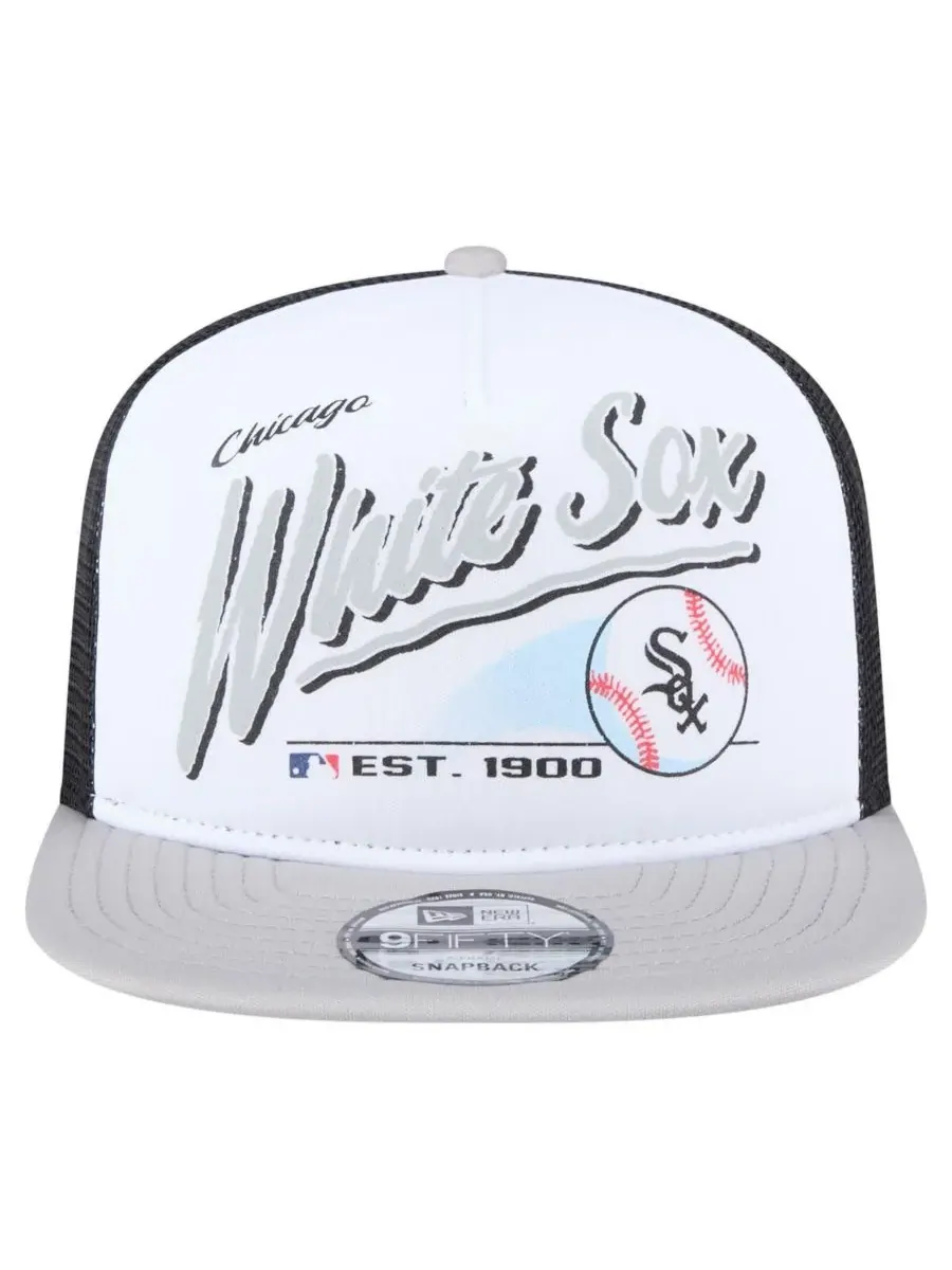 New Era Мужская белая/серая кепка-тракер Chicago White Sox в стиле ретро с надписью 9FIFTY и — изображение 2 из 5