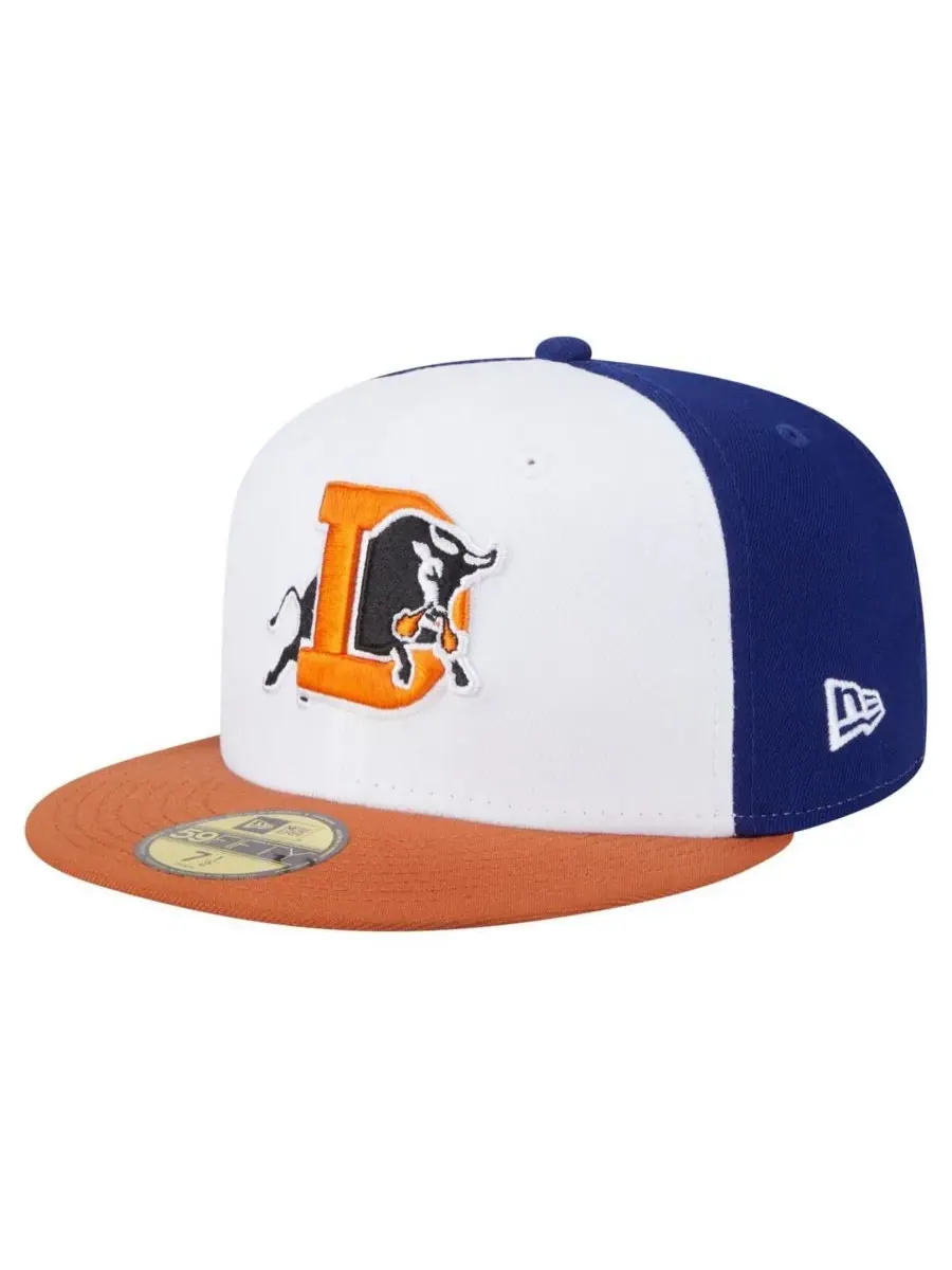 New Era Мужская бело-оранжевая кепка Durham Bulls из аутентичной коллекции 59FIFTY