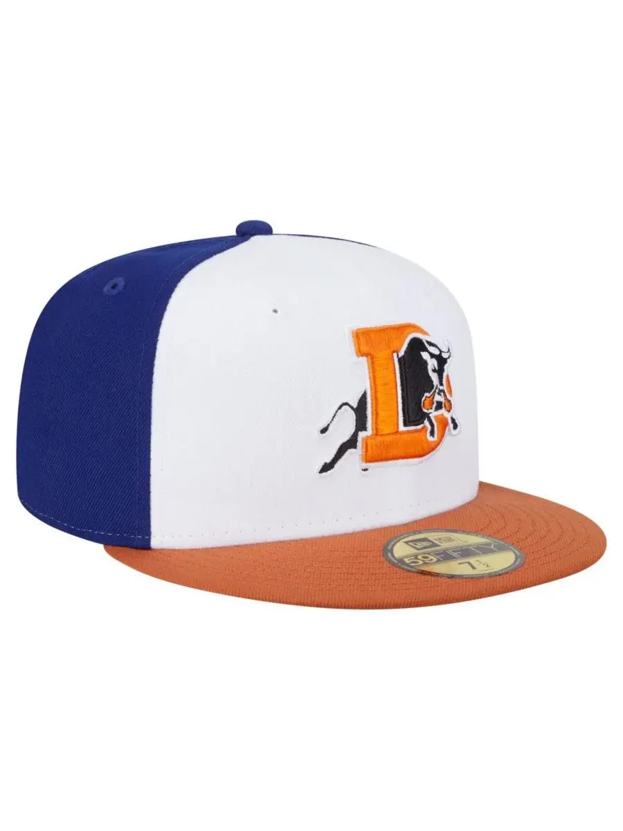 New Era Мужская бело-оранжевая кепка Durham Bulls из аутентичной коллекции 59FIFTY — изображение 3 из 4, белый оранжевый