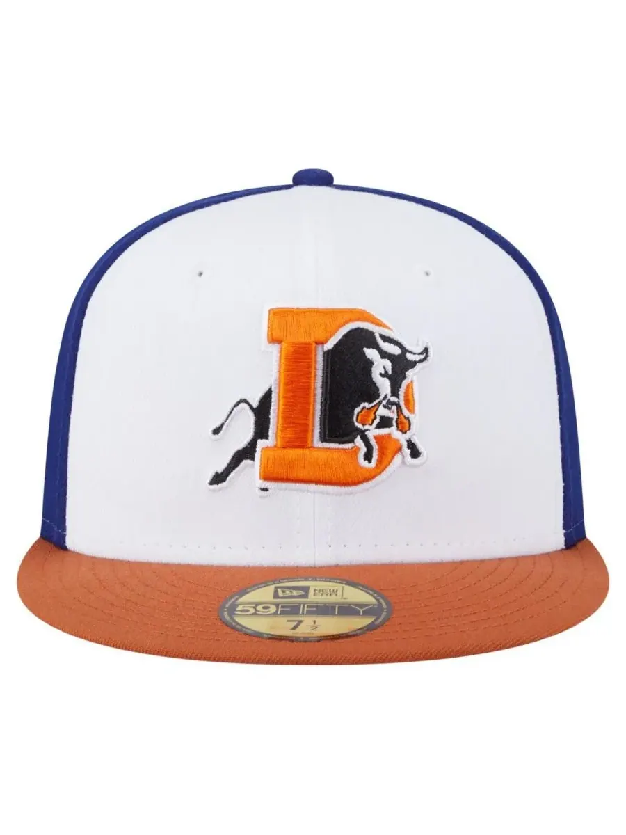 New Era Мужская бело-оранжевая кепка Durham Bulls из аутентичной коллекции 59FIFTY — изображение 4 из 4, белый оранжевый