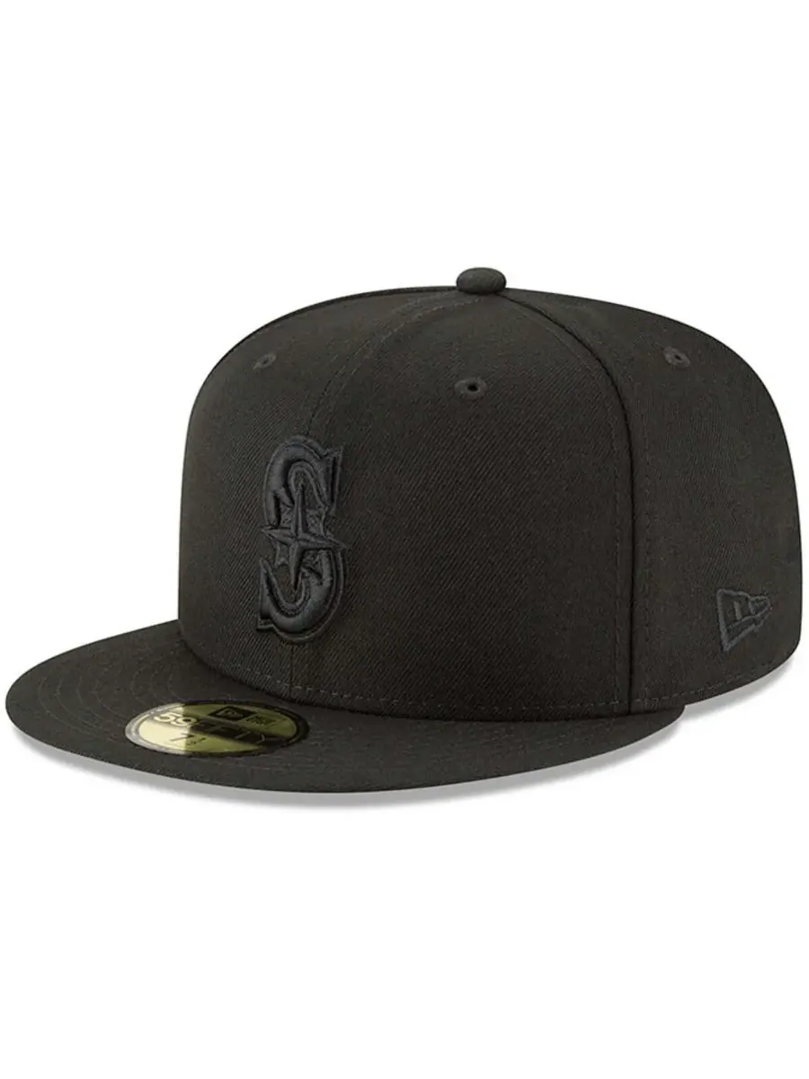 New Era Мужская черная бейсболка Seattle Mariners с основным логотипом, модель Basic 59FIFTY