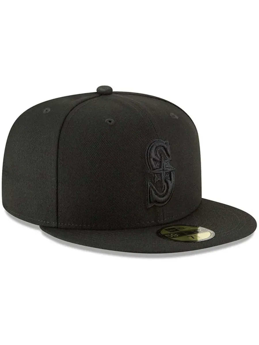 New Era Мужская черная бейсболка Seattle Mariners с основным логотипом, модель Basic 59FIFTY — изображение 3 из 4, черный