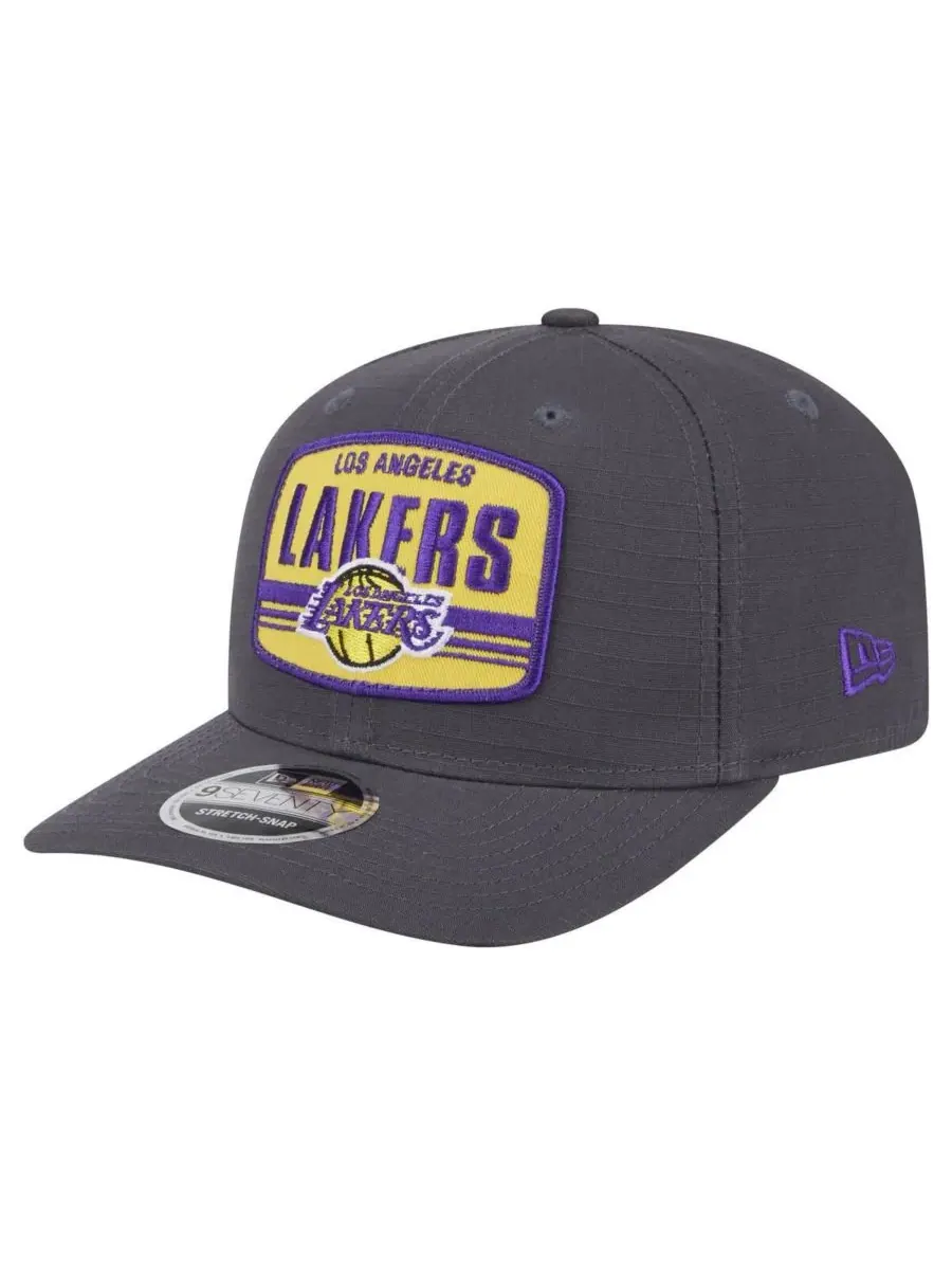 Мужская регулируемая кепка с графитовой нашивкой команды Los Angeles Lakers Elevated Patch 9SEVENTY