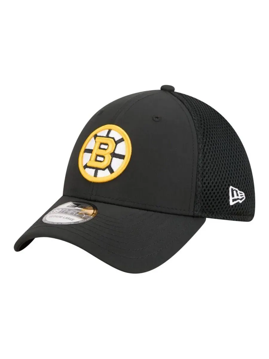 Мужская черная кепка Boston Bruins с логотипом 39THIRTY Flex New Era