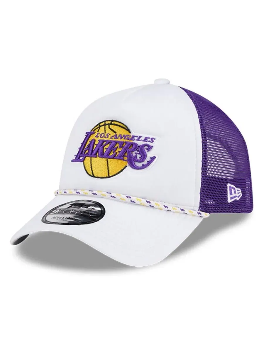 Мужская белая/фиолетовая регулируемая кепка-тракер Los Angeles Lakers Court Sport Foam A-Frame