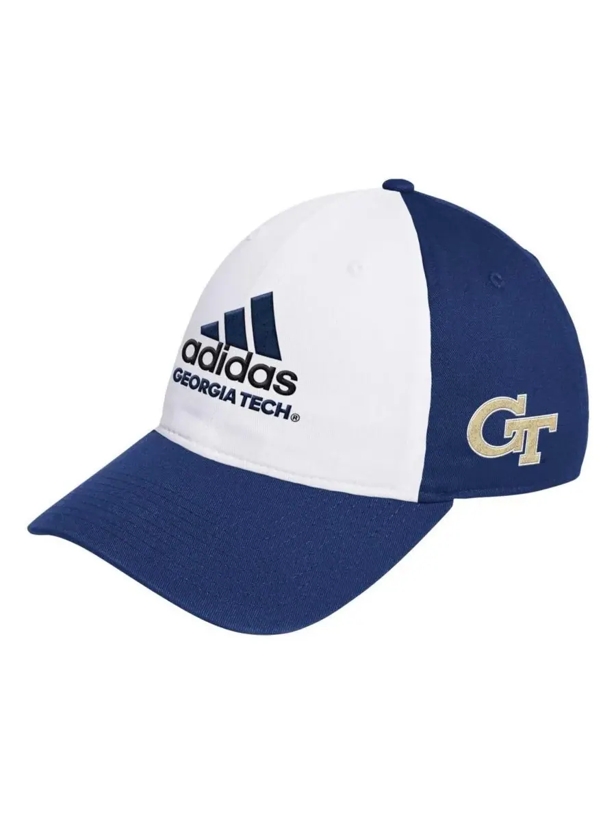 Adidas Мужская белая/темно-синяя кепка Georgia Tech Yellow Jackets с регулируемой высотой