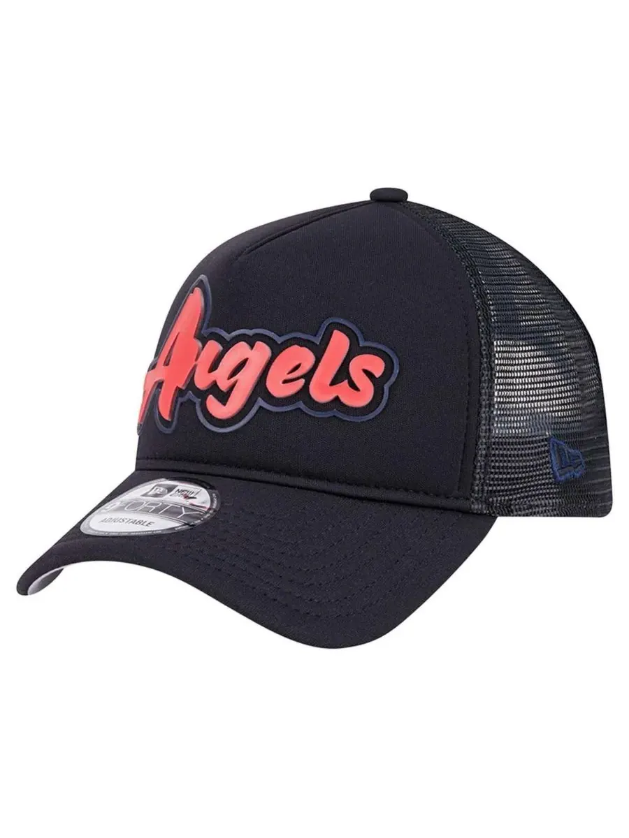 New Era Мужская черная кепка Los Angeles Angels Retro Bold A-Frame Trucker 9FORTY с регулируемым