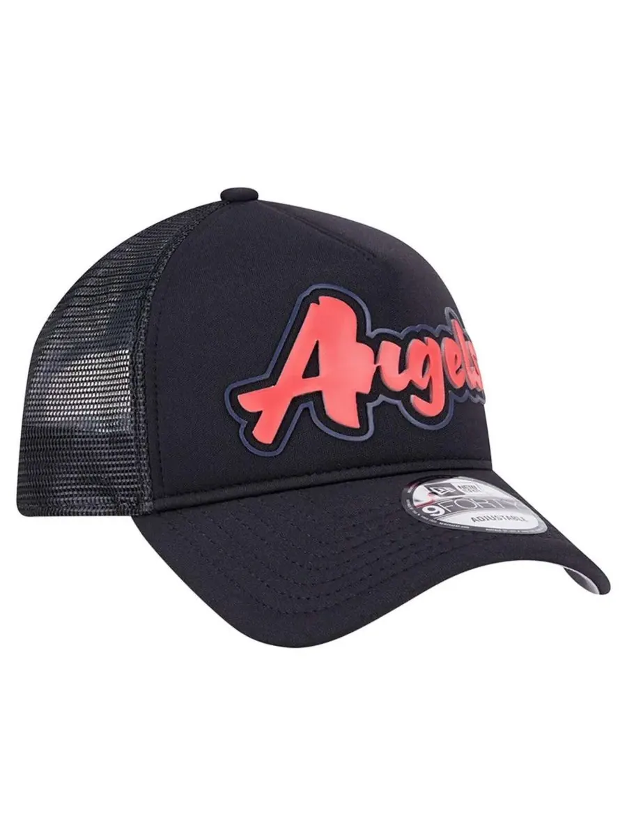 New Era Мужская черная кепка Los Angeles Angels Retro Bold A-Frame Trucker 9FORTY с регулируемым — изображение 4 из 5, черный