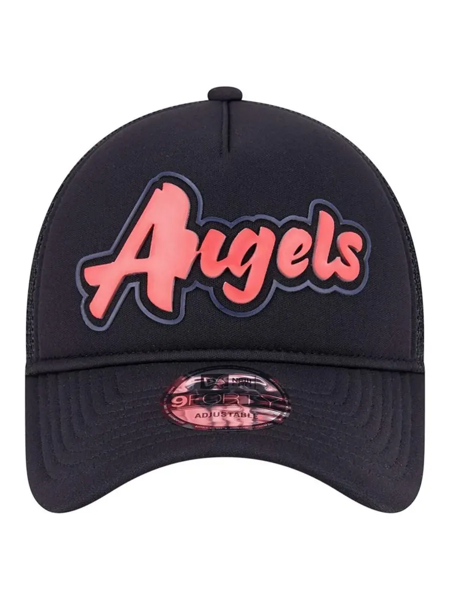 New Era Мужская черная кепка Los Angeles Angels Retro Bold A-Frame Trucker 9FORTY с регулируемым — изображение 5 из 5, черный