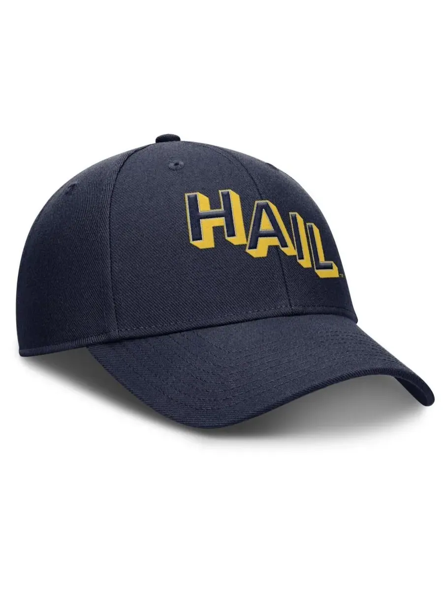 Jordan Мужская темно-синяя кепка Michigan Wolverines Slanted Primetime Rise Performance Adjustable — изображение 3 из 4