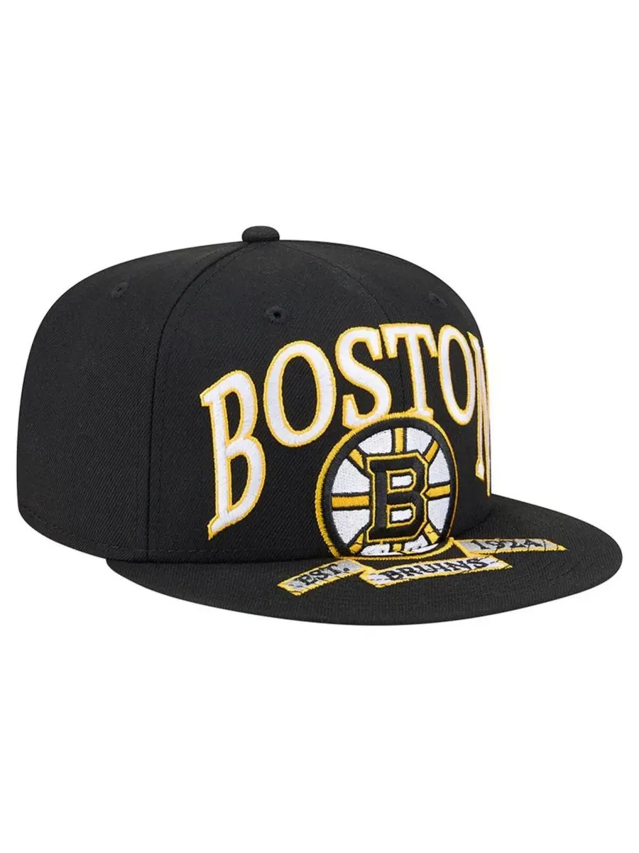 New Era Мужская черная кепка Boston Bruins Oversized Vintage Arch 59Fifty Fitted Hat — изображение 3 из 4, черный