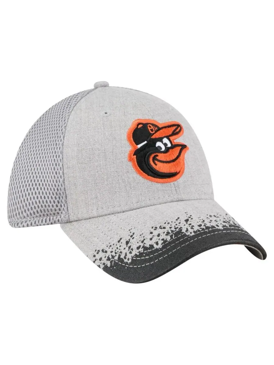New Era Мужская серая кепка Baltimore Orioles с козырьком и рисунком в виде брызг краски, модель — изображение 4 из 4, серый