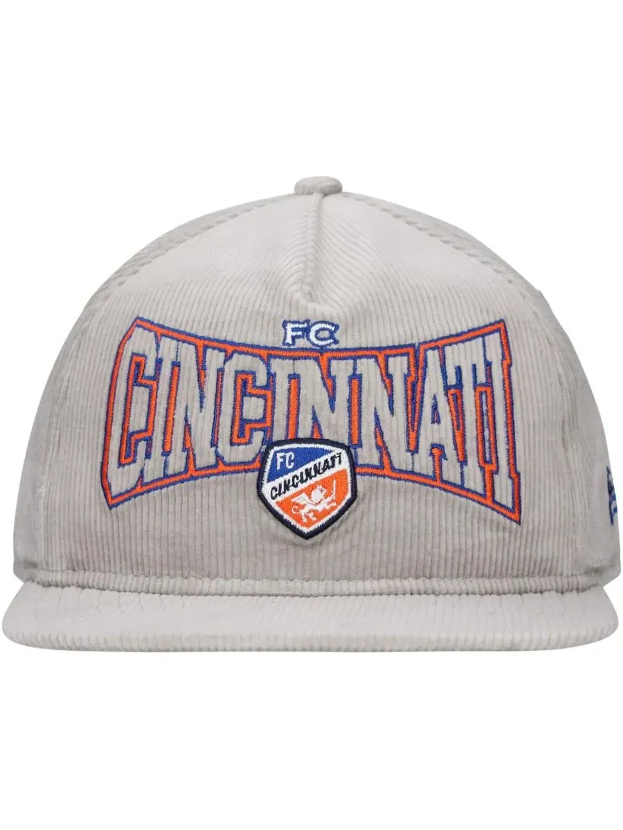 New Era Мужская серая вельветовая кепка-гольфистка FC Cincinnati с регулируемой высотой — изображение 2 из 4, серый