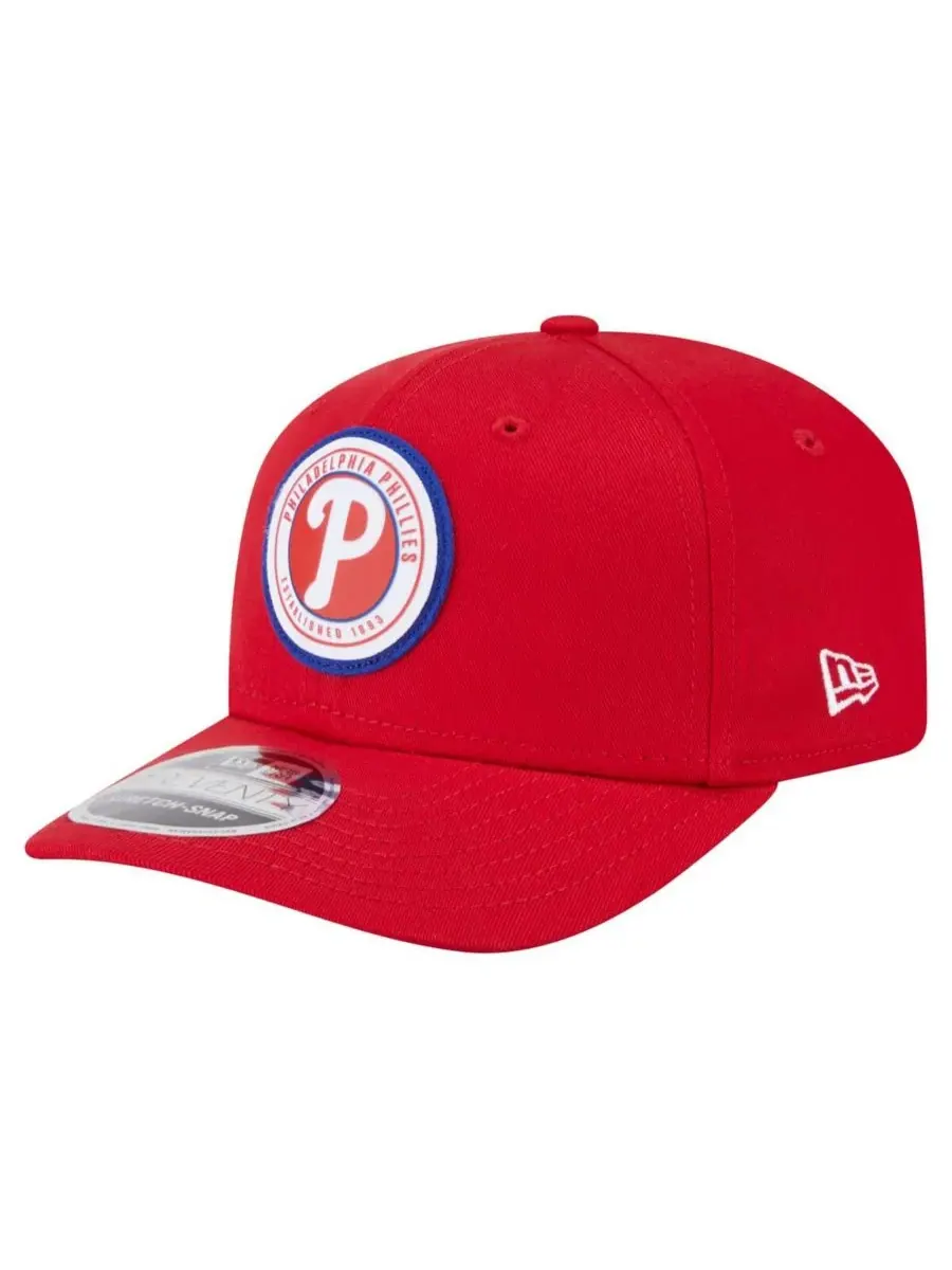 New Era Мужская красная кепка Philadelphia Phillies с круглой нашивкой и застежкой-липучкой 9SEVENTY