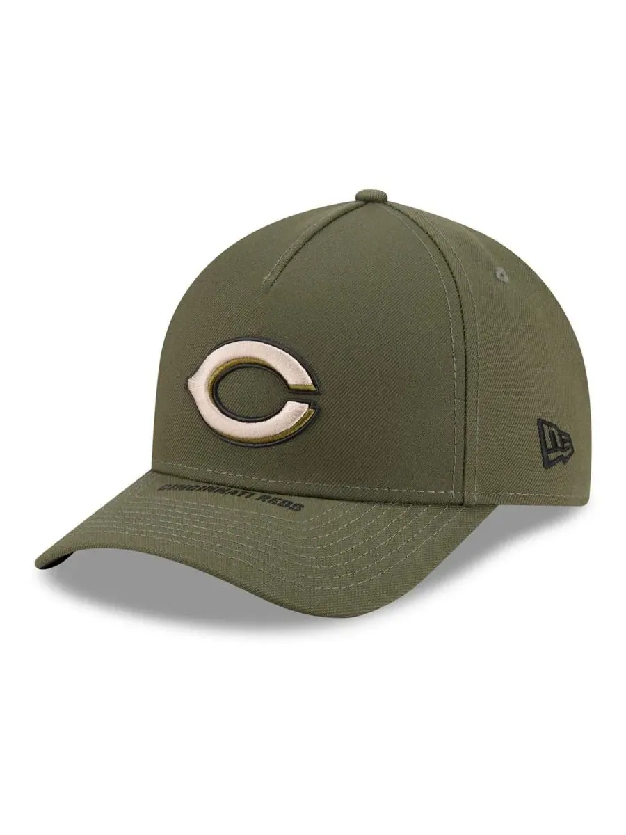 Кепка с вышивкой Cincinnati Reds 2026 Armed Forces Day 9FORTY M-Crown Adjustable Hat New Era — изображение 4 из 5, оливковый