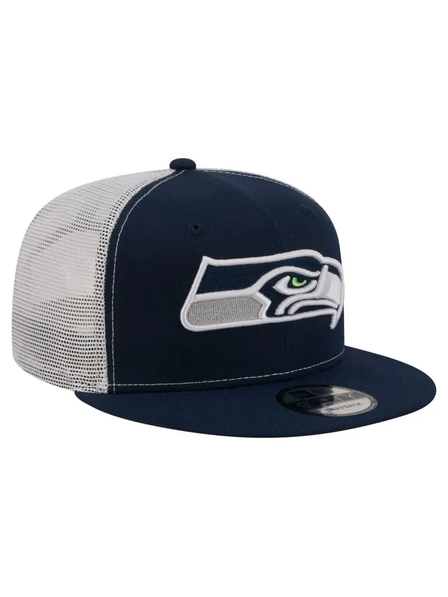 Кепка-снапбек с вышитым логотипом Seattle Seahawks, модель Core Team 9FIFTY New Era — изображение 3 из 4, темно-синий