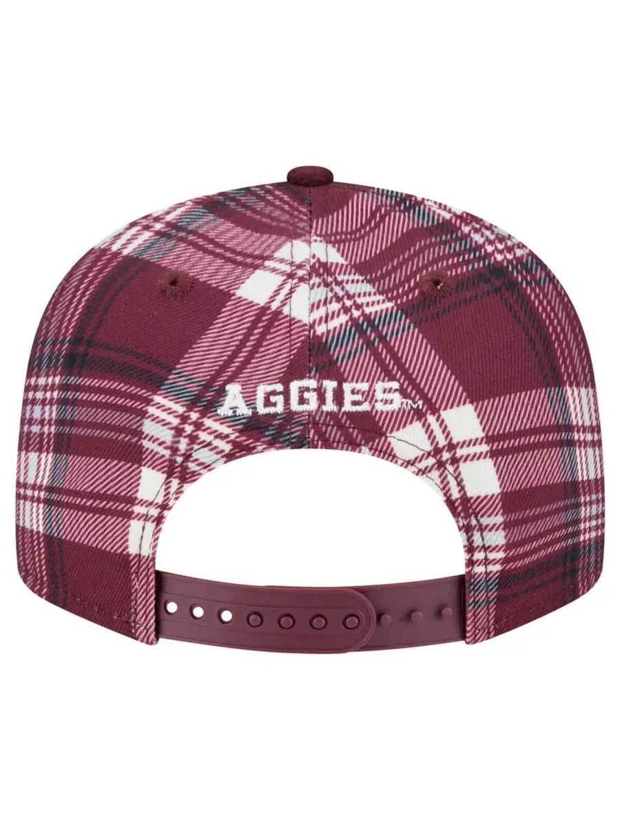 New Era Мужская бордовая клетчатая кепка Texas A&M Aggies 9FIFTY с застежкой-регулятором — изображение 4 из 4, коричневый