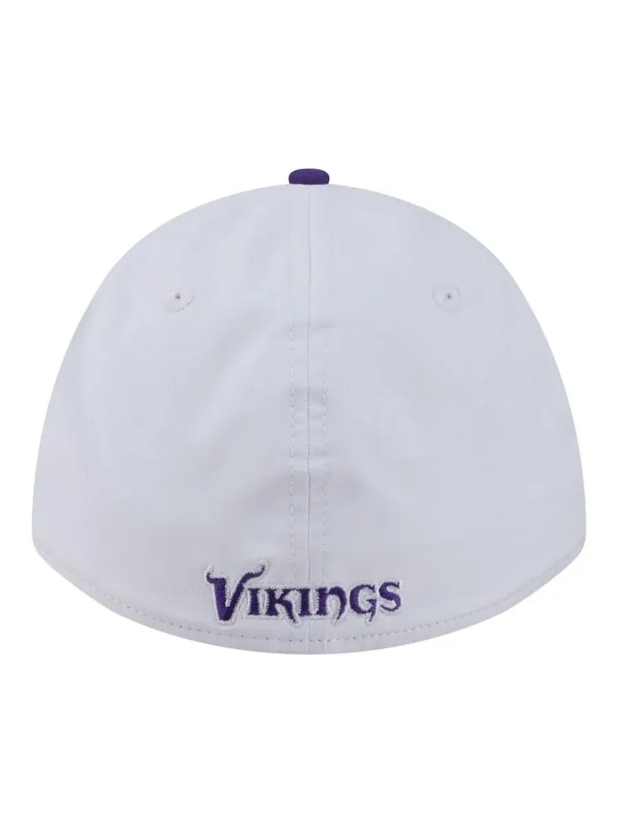 Кепка с принтом Minnesota Vikings, модель Patch 39THIRTY A-Frame M-Crown New Era — изображение 2 из 4, белый фиолетовый