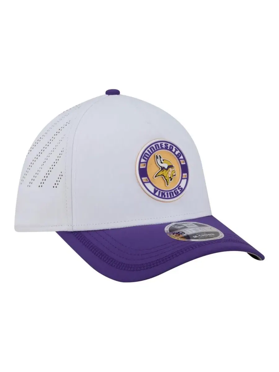 Кепка с принтом Minnesota Vikings, модель Patch 39THIRTY A-Frame M-Crown New Era — изображение 3 из 4, белый фиолетовый