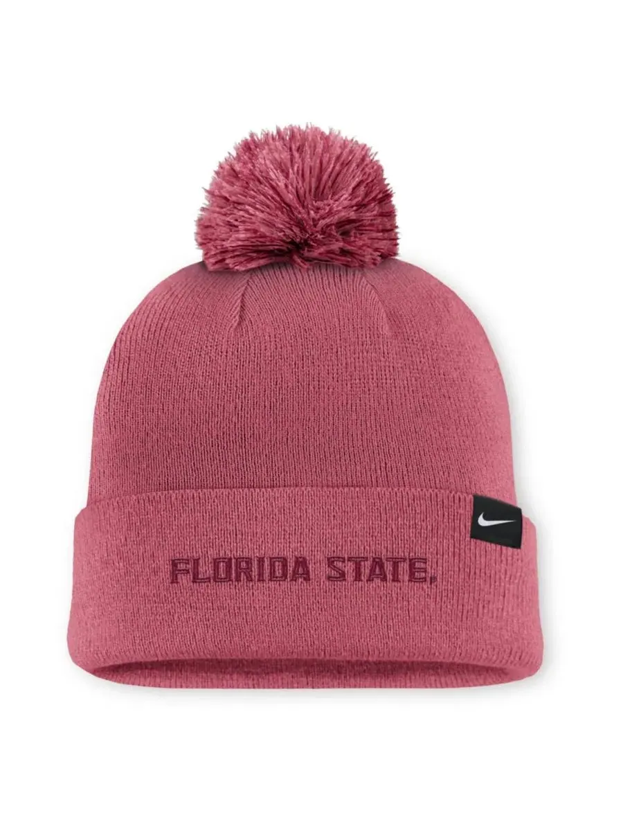 Шапка с помпоном и отворотом Primetime Peak Campus Cuffed Knit Hat with Pom Nike — изображение 2 из 2, розовый