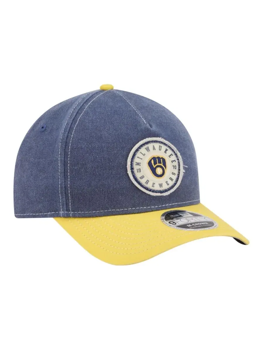 Бейсболка с принтом Milwaukee Brewers New Era — изображение 3 из 5, темно-синий золотистый