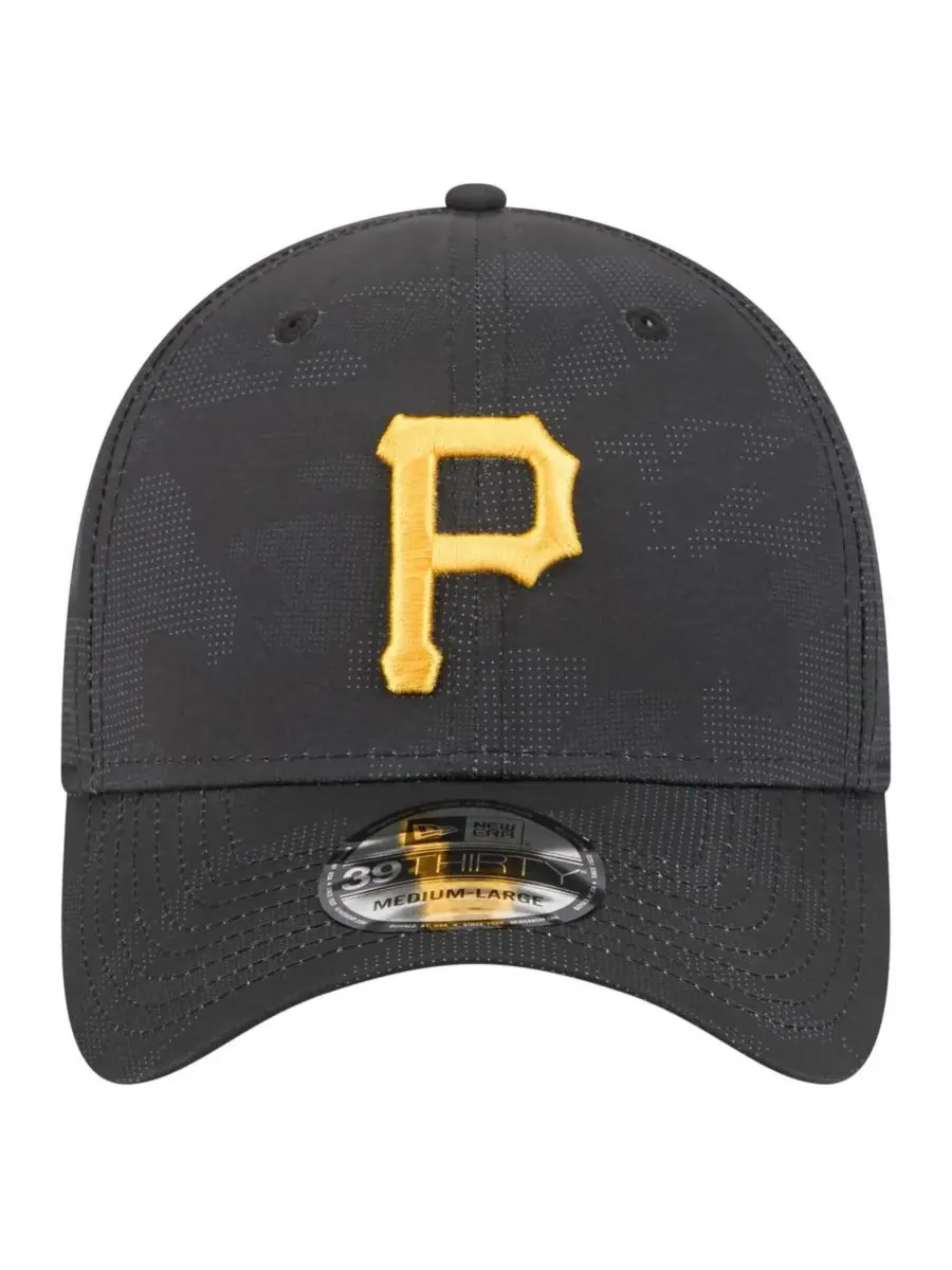 New Era Мужская черная кепка Pittsburgh Pirates в тональном камуфляже, модель 39THIRTY Flex — изображение 5 из 5, черный