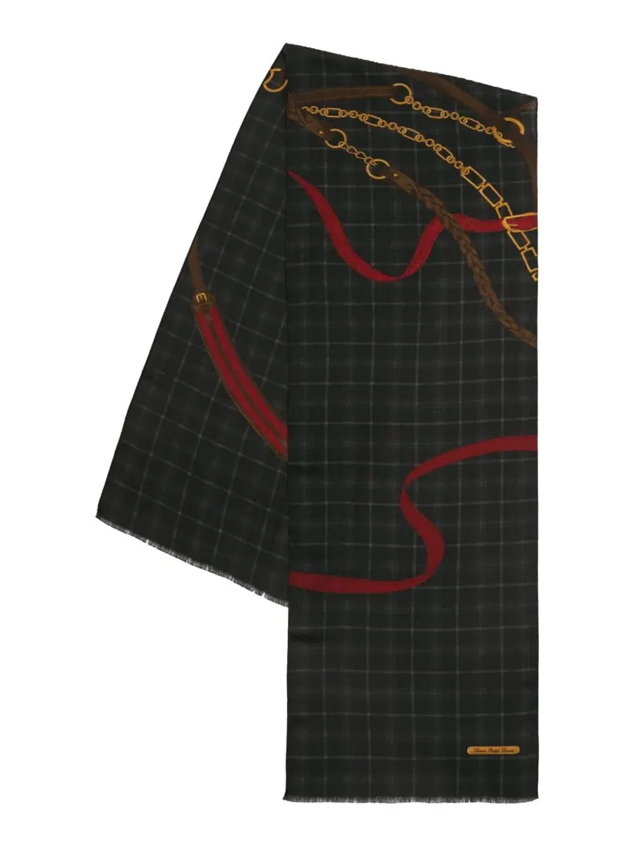 Шарф-снуд с принтом в клетку Equestrian Tattersall Oblong Scarf Lauren Ralph Lauren — изображение 2 из 4, черный