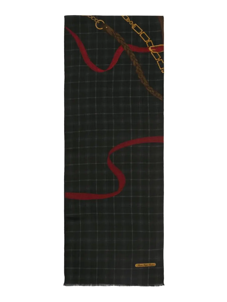 Шарф-снуд с принтом в клетку Equestrian Tattersall Oblong Scarf Lauren Ralph Lauren — изображение 3 из 4, черный