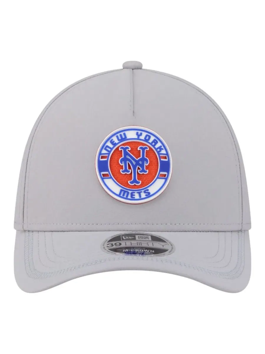 Кепка New Era New York Mets Patch 39THIRTY A-Frame M-Crown Perforated Flex Hat — изображение 5 из 5, серый