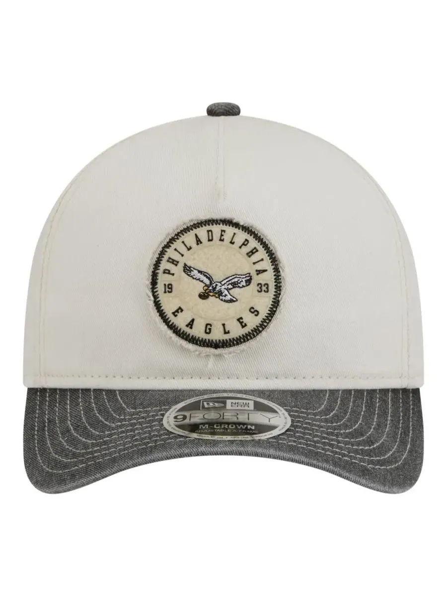 Бейсболка New Era 9FORTY с аппликацией Philadelphia Eagles — изображение 4 из 4, белый черный