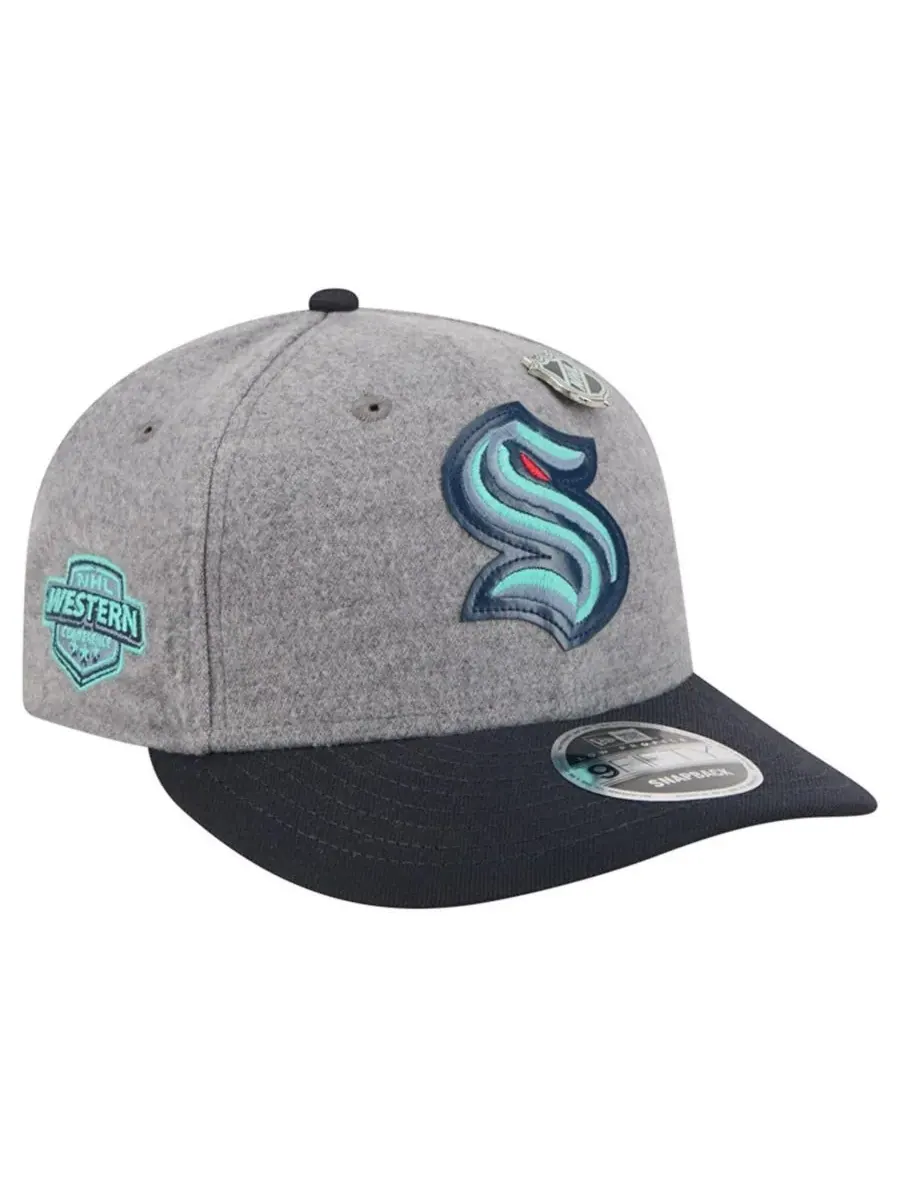 New Era Мужская серая/темно-синяя шерстяная кепка Seattle Kraken с низким профилем и