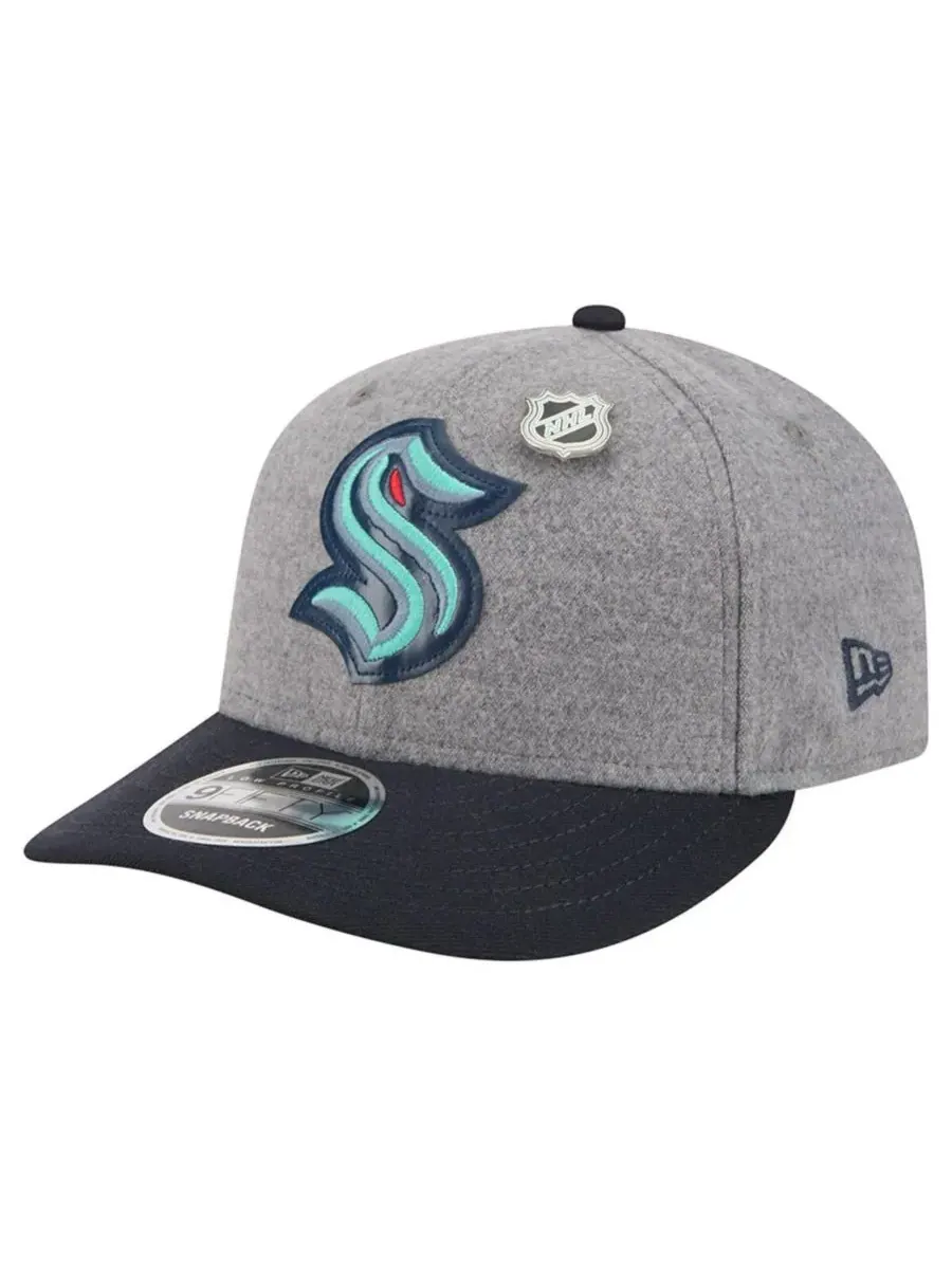 New Era Мужская серая/темно-синяя шерстяная кепка Seattle Kraken с низким профилем и — изображение 4 из 5, серый темно-синий