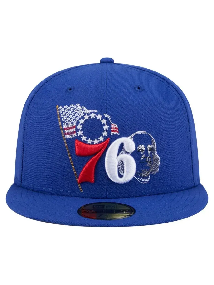 Мужская бейсболка Royal Philadelphia 76ers State Stitch 59FIFTY Fitted Hat New Era — изображение 2 из 4, королевский