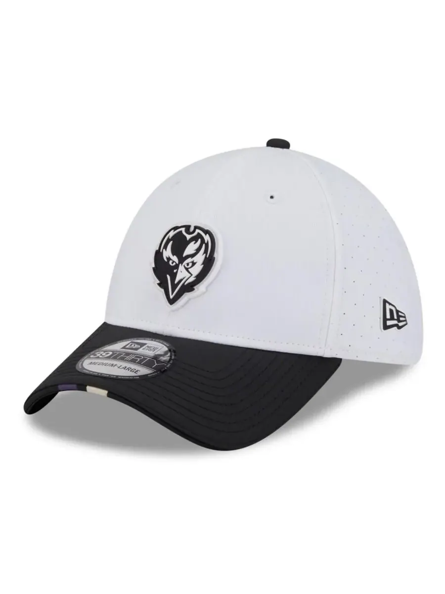 New Era Мужская бело-черная кепка Baltimore Ravens 2025 NFL Training Camp 39THIRTY Flex Hat