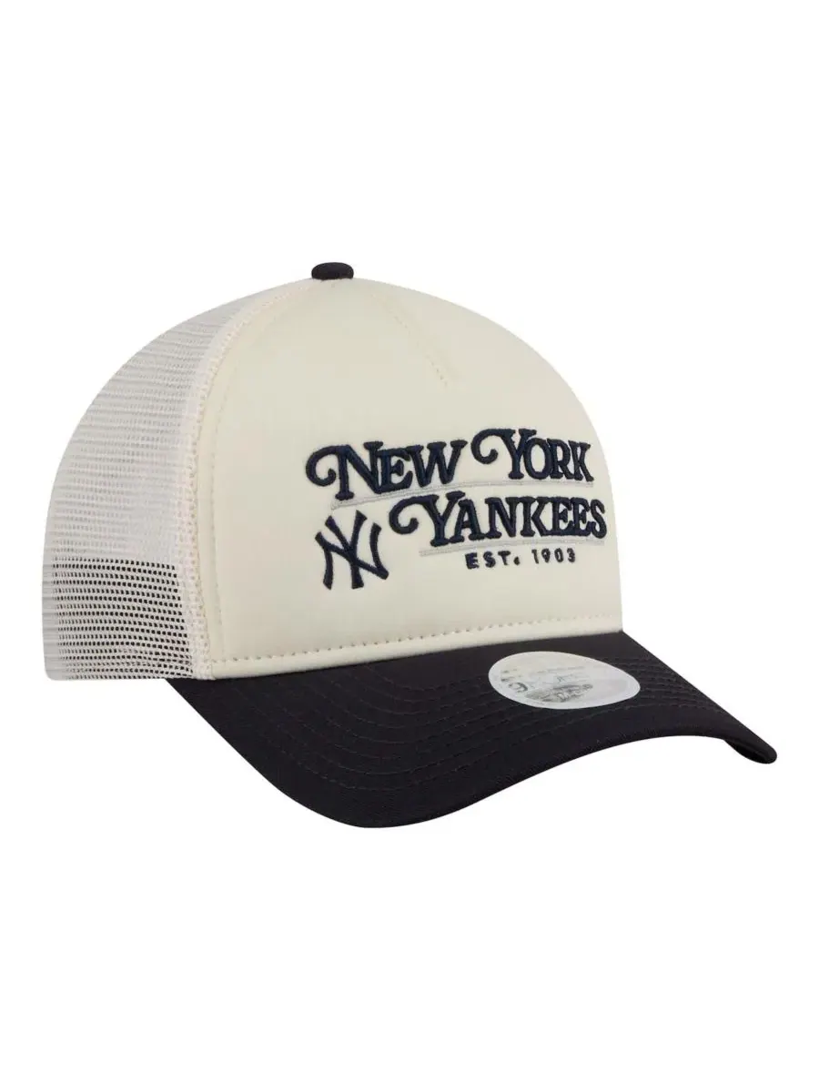 Бейсболка New York Yankees Retro 9FORTY M-Crown A-Frame Trucker New Era — изображение 3 из 4, светлый бежевый черный