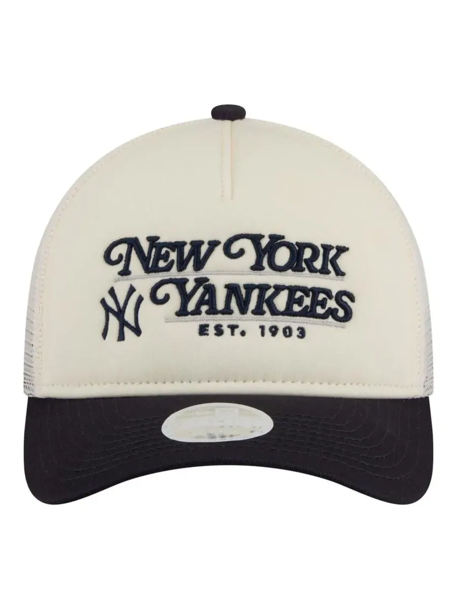 Бейсболка New York Yankees Retro 9FORTY M-Crown A-Frame Trucker New Era — изображение 4 из 4, светлый бежевый черный