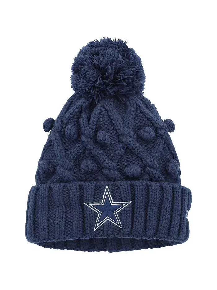 Шапка вязаная с манжетами и помпоном Big Girls Navy Dallas Cowboys Toasty New Era