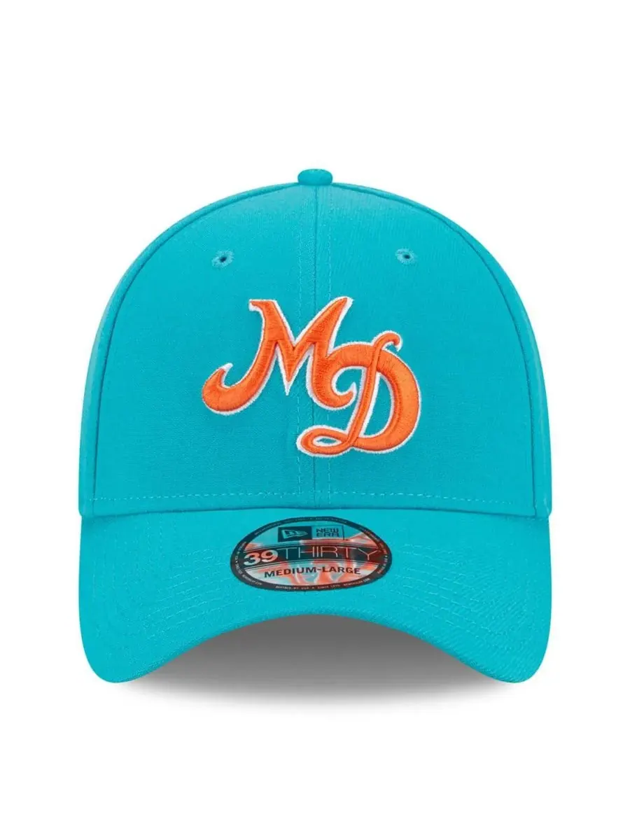 Мужская кепка Aqua Miami Dolphins City Originals 39THIRTY Flex Hat New Era — изображение 3 из 3, голубой