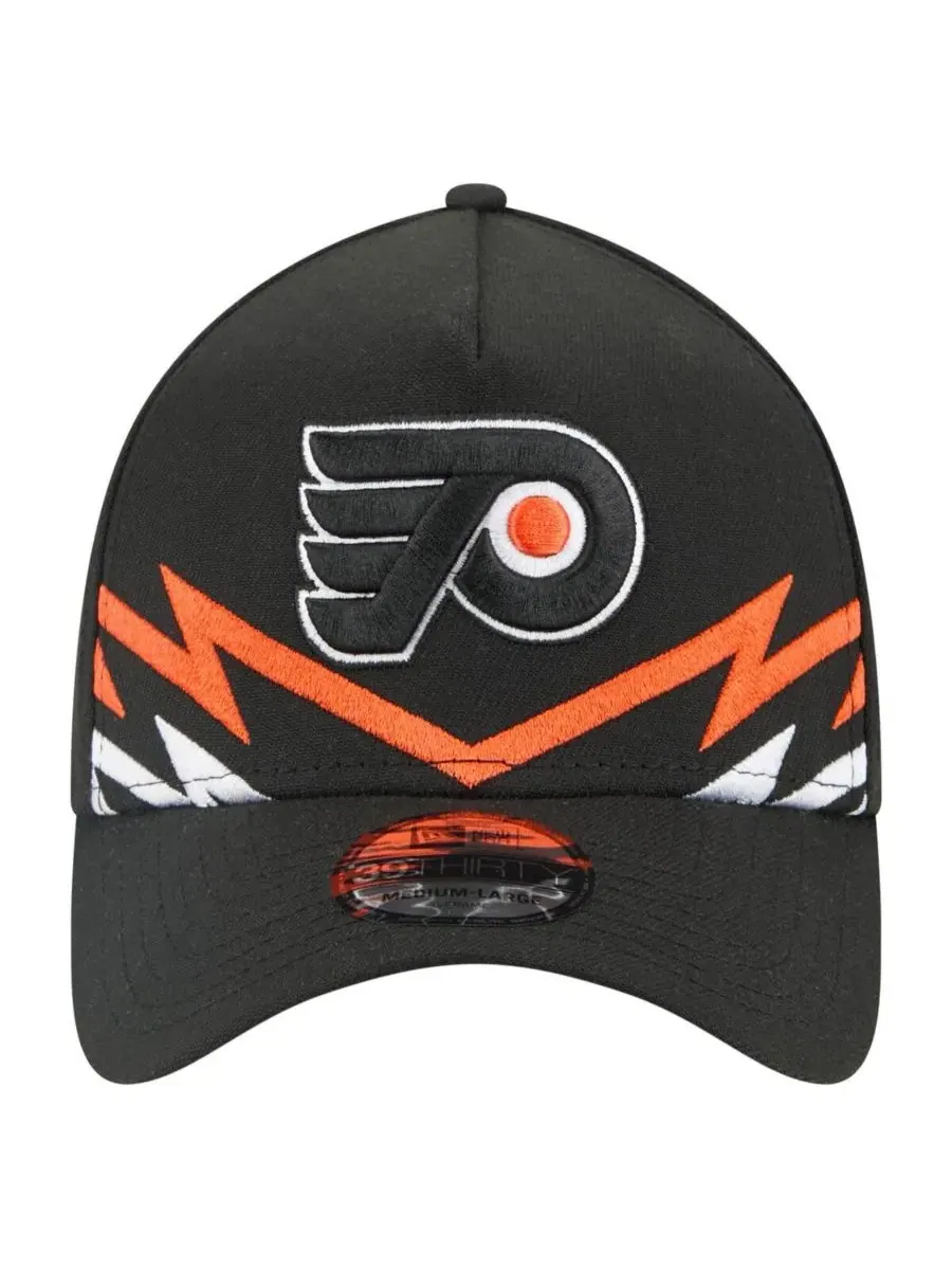 Мужская черная бейсболка Philadelphia Flyers 39THIRTY A-Frame Perforated Flex Hat New Era — изображение 4 из 4, черный
