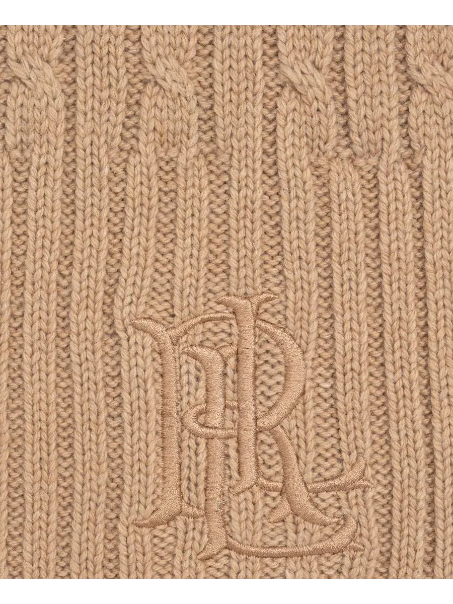 Шарф с косами Core Cable Logo Lauren Ralph Lauren — изображение 3 из 3, бежевый
