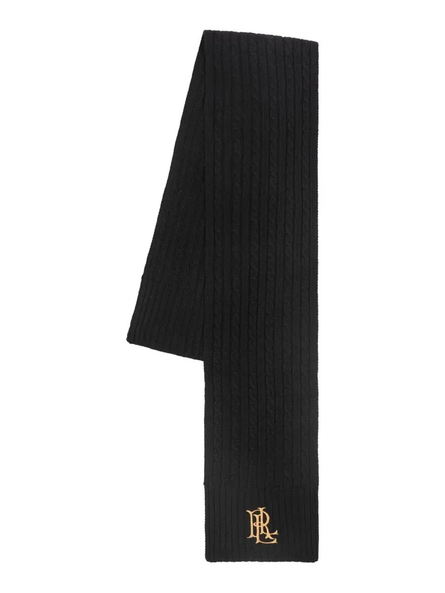 Шарф с косами, модель Core Cable Logo Scarf Lauren Ralph Lauren — изображение 2 из 4, черный
