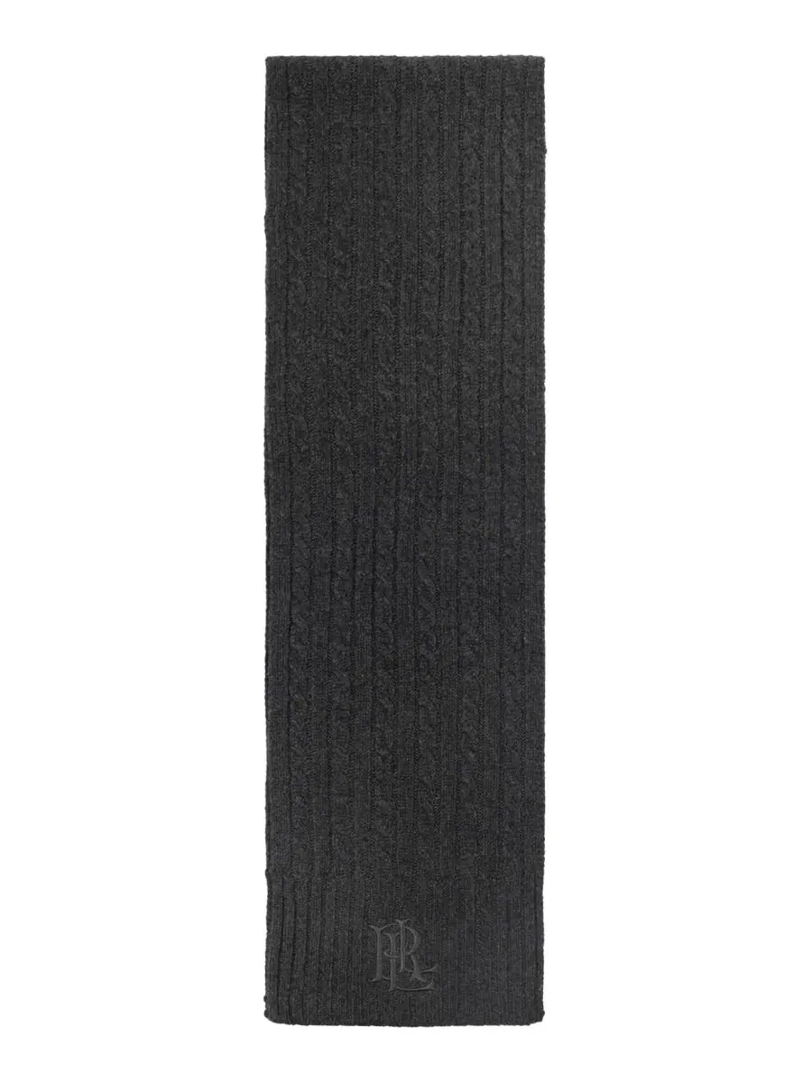 Шарф с косами, модель Core Cable Logo Lauren Ralph Lauren, Onyx Heather — изображение 3 из 4