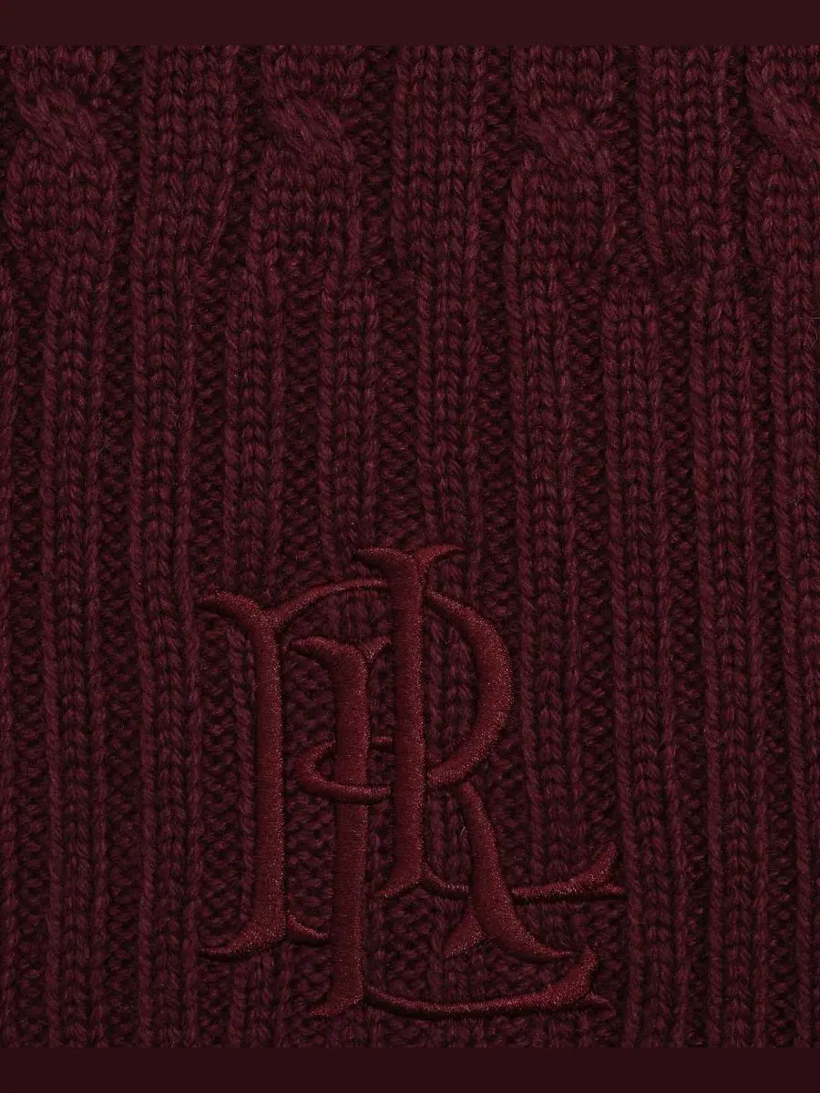 Шарф с косами Core Cable Logo Lauren Ralph Lauren — изображение 3 из 3, красный