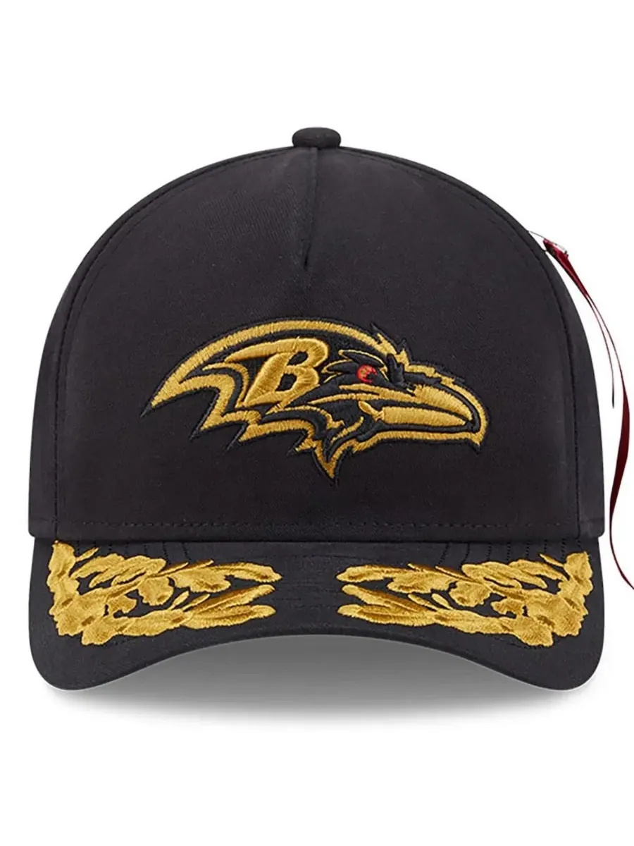 New Era Мужская регулируемая кепка Alpha Men's Industries Black Baltimore Ravens A-Frame 9FORTY — изображение 2 из 5, черный
