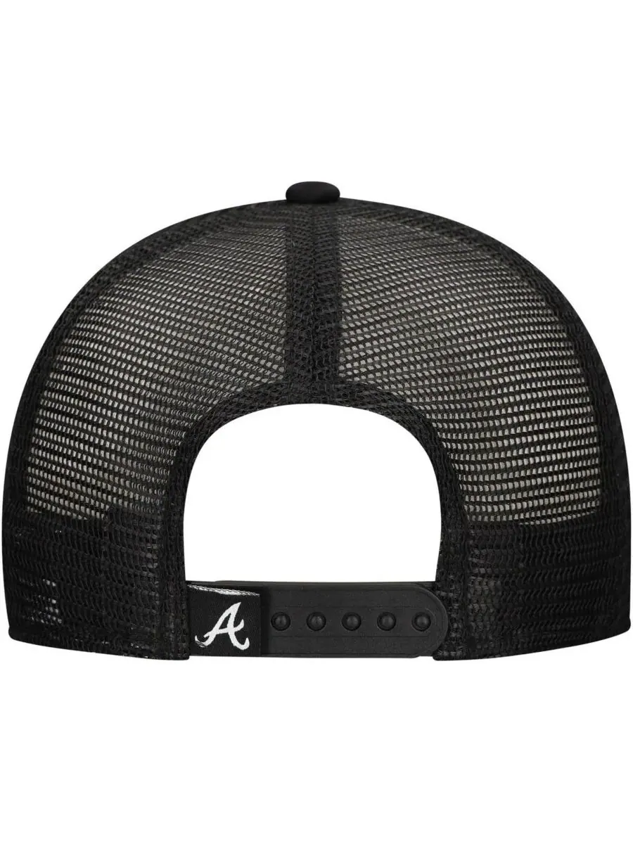 New Era Мужская черная кепка-тракер Atlanta Braves в стиле ретро с А-образным вырезом, регулируемая — изображение 2 из 4